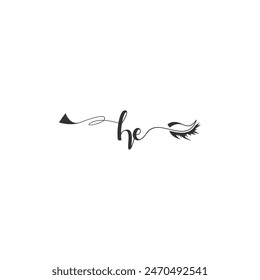 Initials HE calligraphy lettering beauty symbol