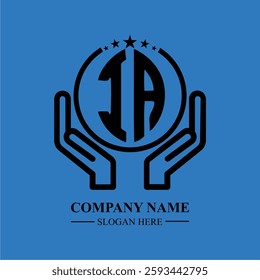  initials held within hands, symbolizing trust and protection. The circle represents unity, while stars highlight excellence and ambition.