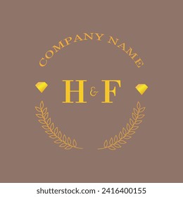 Iniciales carta HF monograma empresa de oro diamante de lujo