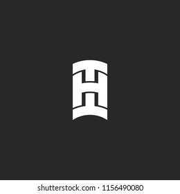 Initials HI bold letters logo monogram, identity white emblem for t-shirt print, IH creative mark, together two capital letters H and I typography design element