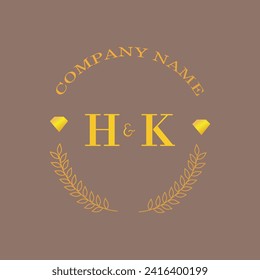 Initials HK letter monogram diamond gold company luxury