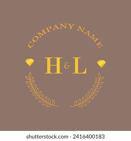 Initials HL letter monogram diamond gold company luxury
