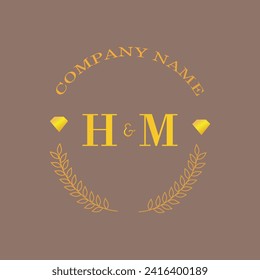 Initial HM Brief Monogramm Diamantengold Unternehmen Luxus