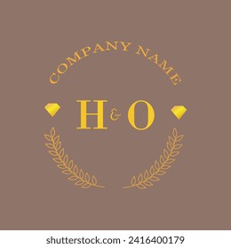 Initials HO letter monogram diamond gold company luxury
