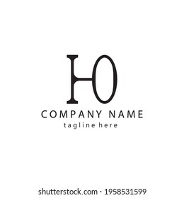 Initials HO logo typography, outline design, vector illustration