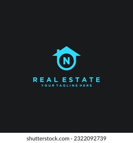 Initials House Real estate Home logo Vector design template