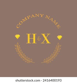 Erstmalige HX-Buchstaben Monogramm Diamantengold Unternehmen Luxus