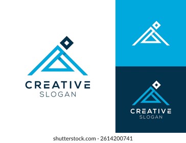 Initials ia or i and a with geometric triangle style logo design