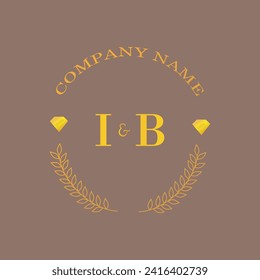 Iniciales carta IB monograma empresa de oro diamante lujo
