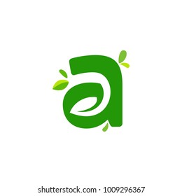 initials A icon logo design, nature green leaf symbol 