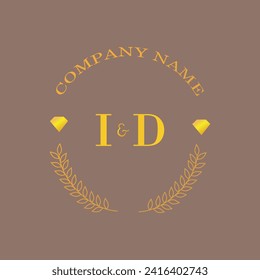 Erstmalige ID-Buchstabe Monogramm Diamantengold Unternehmen Luxus