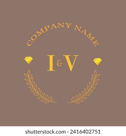Iniciales IV letra monograma empresa de oro diamante lujo