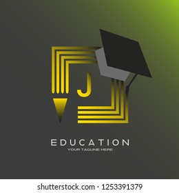 initials J letter , Education logo, creative vector logo design,education icon,emblem shapes,illustration element