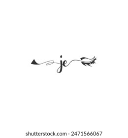 Initials JE calligraphy lettering beauty symbol