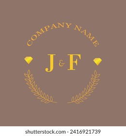 Erstmalige JF-Buchstaben Monogramm Diamantengold Unternehmen Luxus