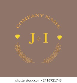 Erstmalige JI-Buchstaben Monogramm Diamantengold Unternehmen Luxus