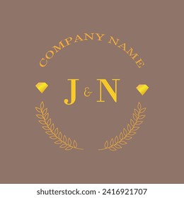 Initials JN letter monogram diamond gold company luxury