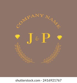Initials JP letter monogram diamond gold company luxury