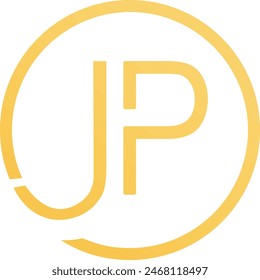 Iniciales JP letras Imágenes vectoriales de diseño de logotipo. JP logo diseño color dorado mejor icono. PJ círculo Logo diseño. Icono OJP  