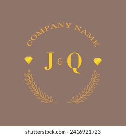 Initials JQ letter monogram diamond gold company luxury