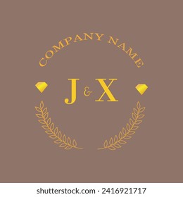 Erstmals JX-Buchstaben Monogramm Diamantengold Unternehmen Luxus