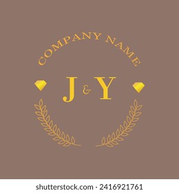 Initial JY Brief Monogramm Diamantengold Unternehmen Luxus