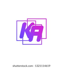 The initials K and A colored gradient combination of blue and pink. KA vector design logo