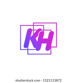 The initials K and H colored gradient combination of blue and pink. KH vector design logo