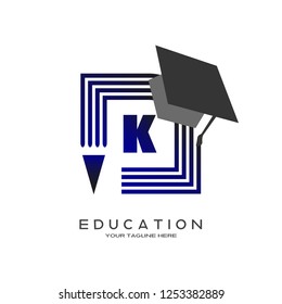initials K letter , Education logo, creative vector logo design,education icon,emblem shapes,illustration element