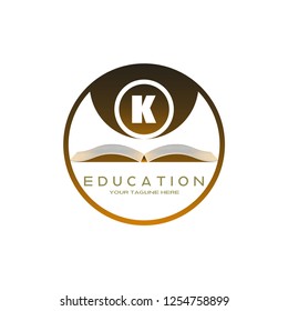 initials K letter , Education logo, creative vector logo design,education icon,emblem shapes,illustration element