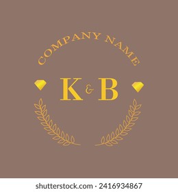 Initials KB letter monogram diamond gold company luxury