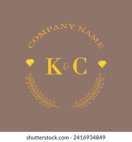 Initials KC letter monogram diamond gold company luxury