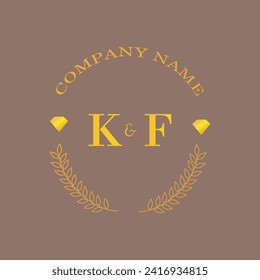 Initials KF letter monogram diamond gold company luxury