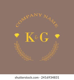 Iniciales KG letra monograma empresa de oro diamante lujo