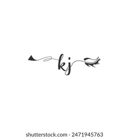 Initials KJ calligraphy lettering beauty symbol