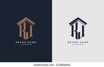 iniciales logotipo de KJ con elemento de pilar. Mejor para la firma de abogados, legal, diseño de monograma vectorial.