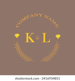 Initials KL letter monogram diamond gold company luxury