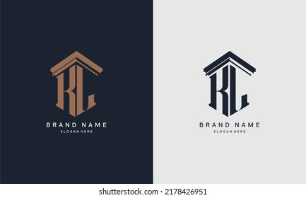 initials KL logo with pillar element. Best for law firm company, legal, lawyer vector monogram design.