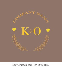 Initials KO letter monogram diamond gold company luxury