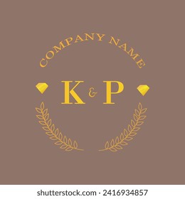 Initials KP letter monogram diamond gold company luxury