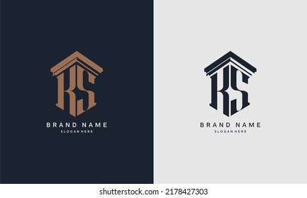 initials KS logo with pillar element. Best for law firm company, legal, lawyer vector monogram design.