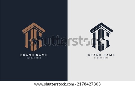 initials KS logo with pillar element. Best for law firm company, legal, lawyer vector monogram design.