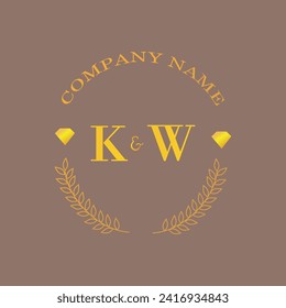 Initials KW letter monogram diamond gold company luxury
