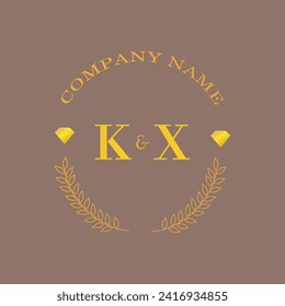 Iniciales KX letra monograma empresa de oro diamante lujo