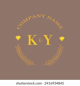 Iniciales Carta KY monograma empresa de oro diamante lujo