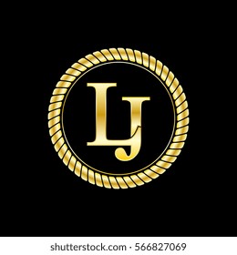 initials l and j logo luxurious golden letters with gold rope