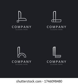 Initials L line monogram logo template with a silver style color for the company