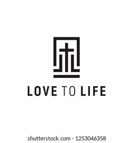 Initials L LL Love Life, Jesus Christian Cross Church Catholic Logo Design