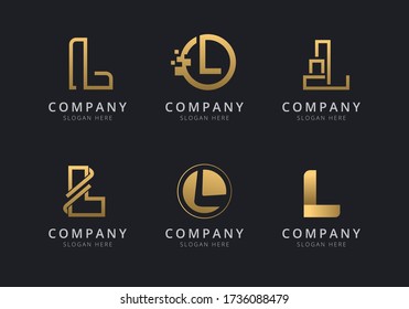 Initials L logo template with a golden style color for the company