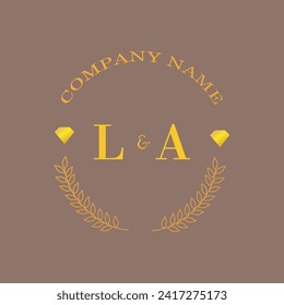 Initials LA letter monogram diamond gold company luxury